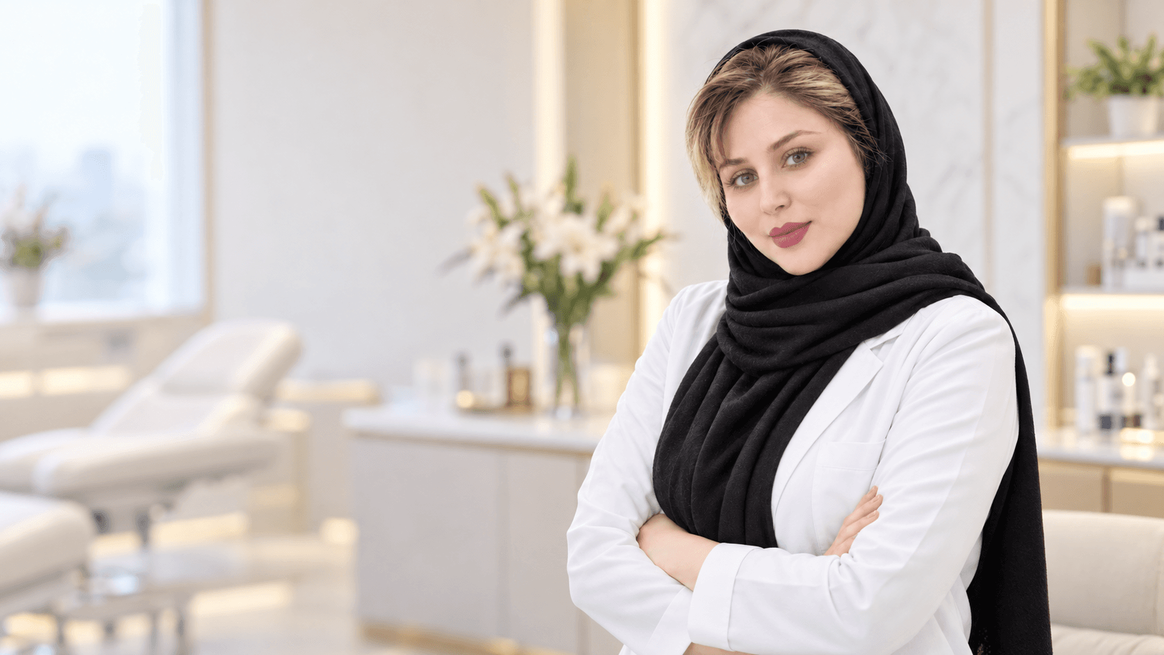 دکتر مریم فارسی، پزشک عمومی، در فضای درمانگاه